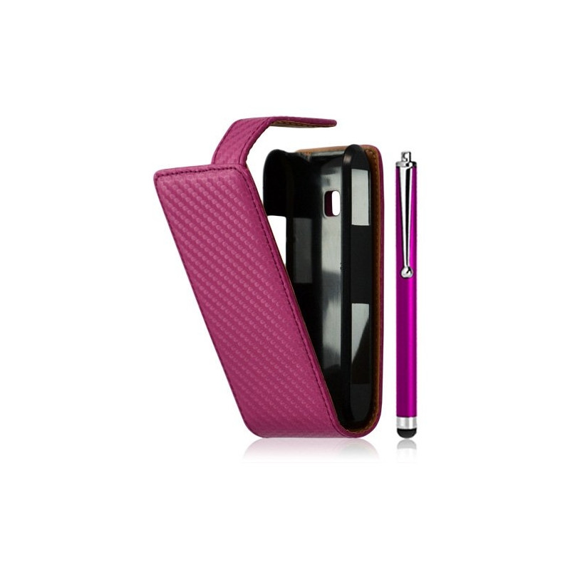 Housse coque etui gaufré pour LG Optimus GT540 couleur rose fushia + Stylet luxe + Film protecteur