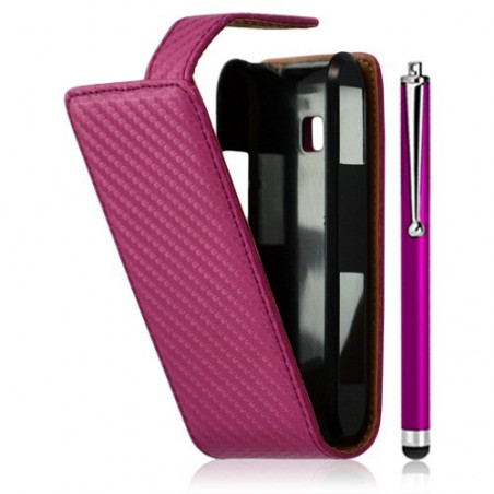 Housse coque etui gaufré pour LG Optimus GT540 couleur rose fushia + Stylet luxe + Film protecteur