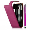 Housse coque etui gaufré pour LG Optimus GT540 couleur rose fushia + Stylet luxe + Film protecteur