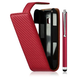 Housse coque etui gaufré pour LG Optimus GT540 couleur rouge + Stylet luxe + Film protecteur