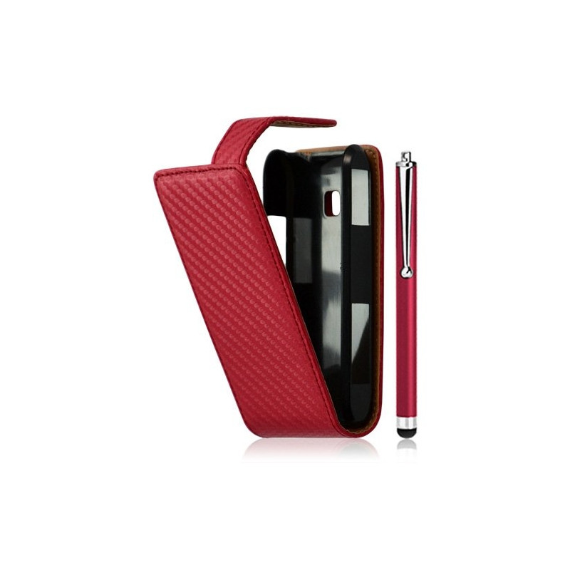 Housse coque etui gaufré pour LG Optimus GT540 couleur rouge + Stylet luxe + Film protecteur