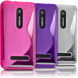 Housse Etui Coque S-Line couleur Violet pour Nokia Asha 210 + Film de Protection 