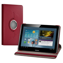 Housse coque étui pour Samsung Galaxy Tab 2 P5110 de luxe avec sytème de rotation à 360 degrès couleur rouge