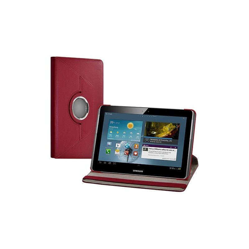 Housse coque étui pour Samsung Galaxy Tab 2 P5110 de luxe avec sytème de rotation à 360 degrès couleur rouge