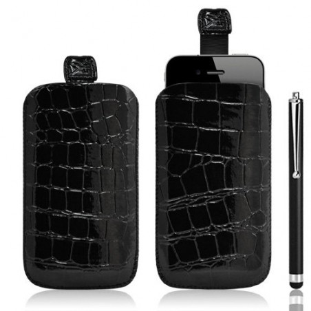 Housse coque étui pochette style croco pour Apple Iphone 4/4S + Stylet