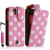 Housse étui coque pour Sony Ericsson Xperia Ray motif points couleur rose pale + mini stylet + film écran