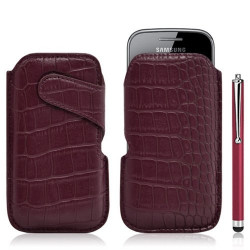 Housse coque étui pochette style croco pour Samsung Galaxy Gio S5660 + Stylet