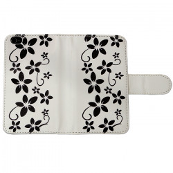 Housse Coque Etui Portefeuille pour Apple iPhone 4/4S Avec Motif Fleurs Blanc