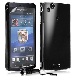 Coque Rigide Brillante Pour Sony Ericsson Xperia Arc / Arc S Couleur Noir + Stylet