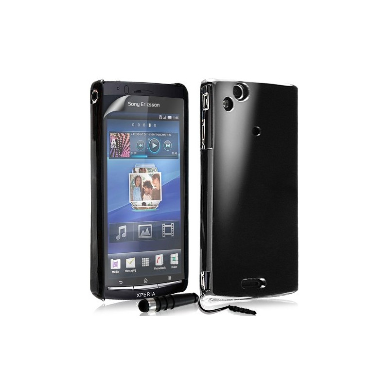 Coque Rigide Brillante Pour Sony Ericsson Xperia Arc / Arc S Couleur Noir + Stylet