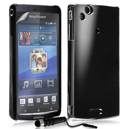 Coque Rigide Brillante Pour Sony Ericsson Xperia Arc / Arc S Couleur Noir + Stylet