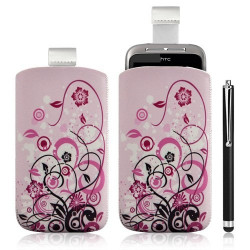 Housse coque étui pochette pour HTC Wildfire S avec motif + Stylet luxe