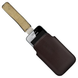 Housse coque étui pochette marron pour Samsung Galaxy Ace S5830 + Stylet