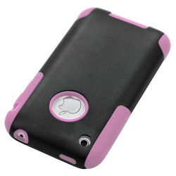 Housse étui coque pour Apple Iphone 3G/3GS couleur rose + Stylet luxe + Film de protection