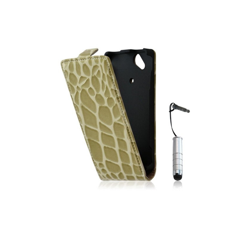 Housse étui coque style crocodile pour Sony Ericsson Xperia X12 Arc + mini stylet