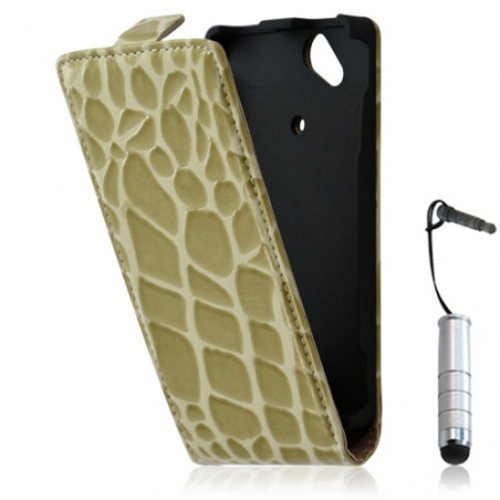 Housse étui coque style crocodile pour Sony Ericsson Xperia X12 Arc + mini stylet