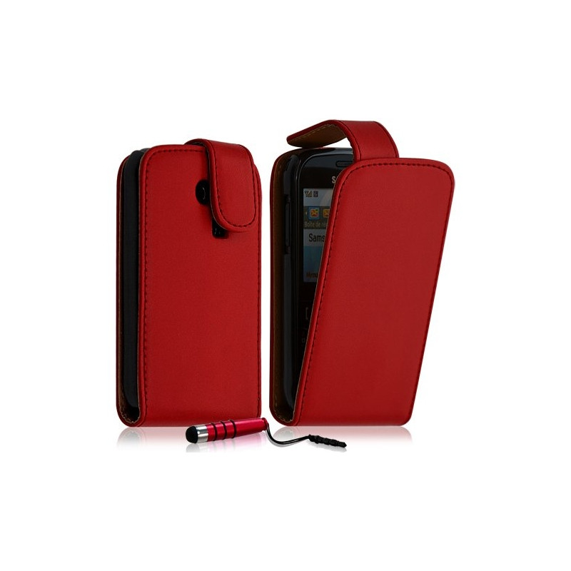 Housse coque etui pour Samsung Chat 335 S3350 couleur rouge + Mini Stylet