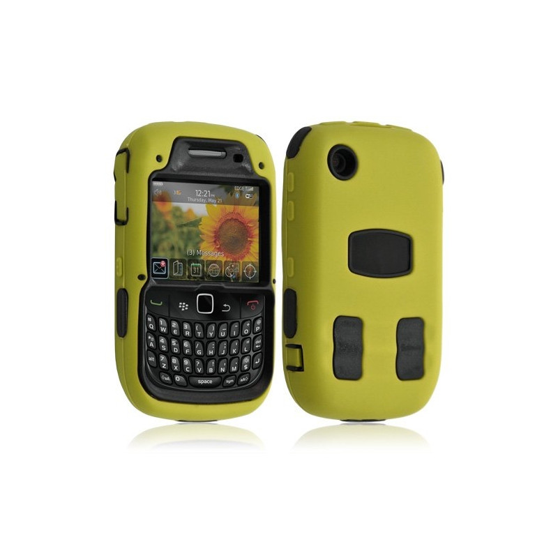 Housse étui coque pour Blackberry Curve 8520 couleur jaune + Film de protection