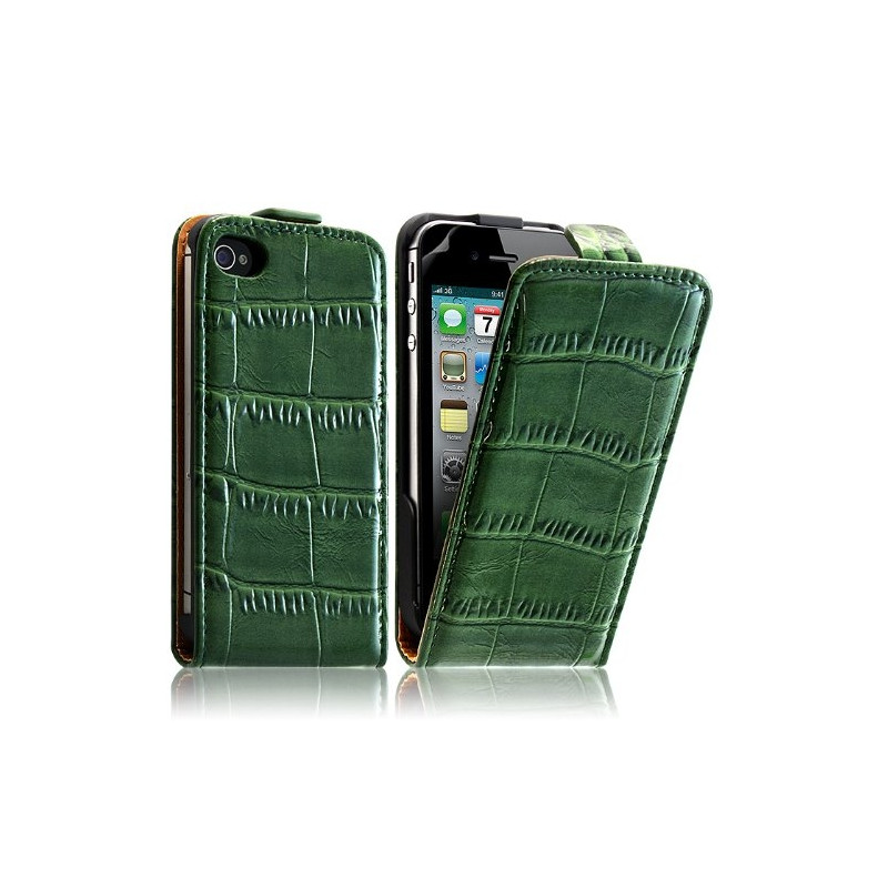 Housse étui coque pour Apple Iphone 4 / 4S couleur vert + Film de protection