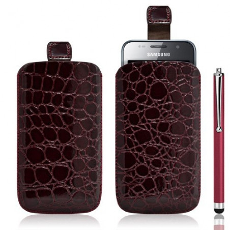 Housse coque étui pochette style croco pour Samsung Galaxy S i9000 + Stylet