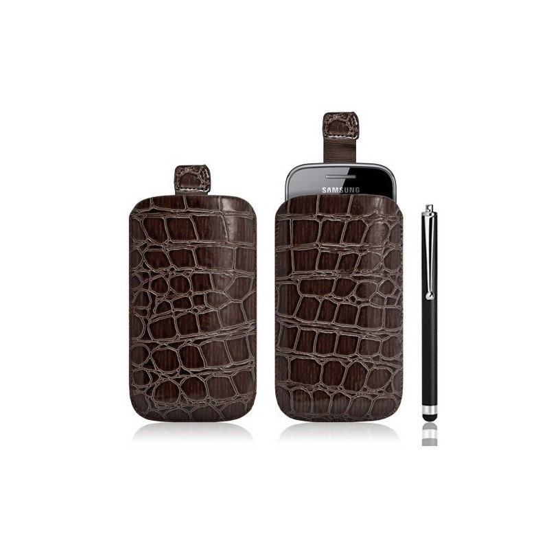 Housse coque étui pochette style croco pour Samsung Galaxy Gio S5660 + Stylet