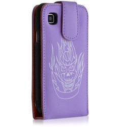 Housse coque étui pour Samsung Galaxy S i9000 motif tête de mort couleur violet + film écran