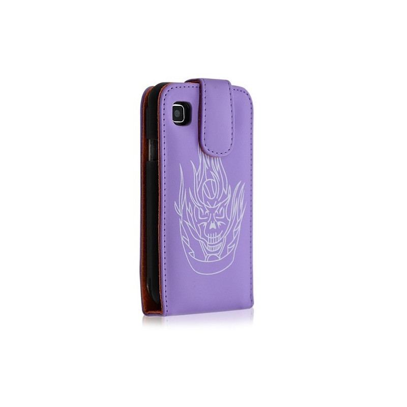 Housse coque étui pour Samsung Galaxy S i9000 motif tête de mort couleur violet + film écran