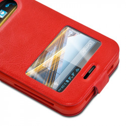 Etui Coque Silicone S-View rouge Universel XL pour Logicom L-Ement 553