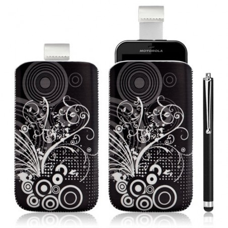 Housse coque étui pochette pour Motorola Defy avec motif + Stylet luxe