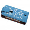 Housse étui coque pour Sony Ericsson Xperia Kyno motif fleurs couleur bleu + stylet luxe + film écran