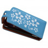 Housse étui coque pour Sony Ericsson Xperia Kyno motif fleurs couleur bleu + stylet luxe + film écran