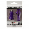 Chargeur voiture allume cigare USB + Cable data couleur violet pour Samsung : GT-B5310 Corby Pro / GT-B7510 Galaxy Pro / GT-C330