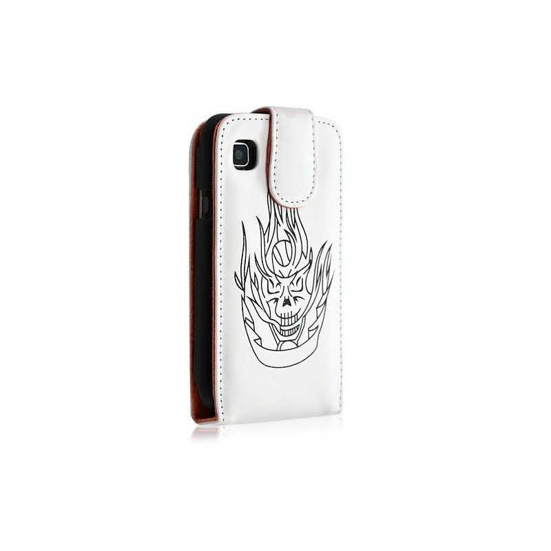 Housse coque étui pour Samsung Galaxy S i9000 motif tête de mort couleur blanc + film écran