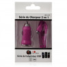 Chargeur voiture allume cigare USB + Cable data couleur rose fushia pour Motorola : Atrix / Aura / BACKFLIP / Defy / Dext / Fire