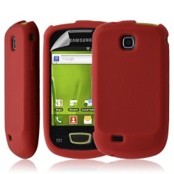 Housse coque étui pour Samsung galaxy mini s5570 couleur Rouge + film protecteur