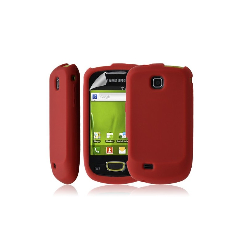 Housse coque étui pour Samsung galaxy mini s5570 couleur Rouge + film protecteur