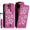 Housse étui coque pour Sony Ericsson Xperia Ray motif fleurs couleur rose fuschia + mini stylet