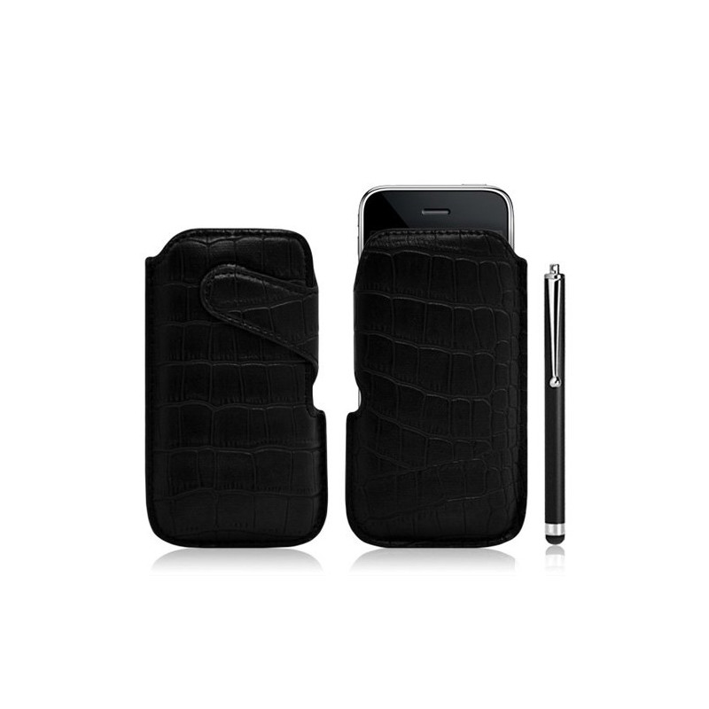 Housse coque étui pochette style croco pour Apple Iphone 3G/3GS + Stylet