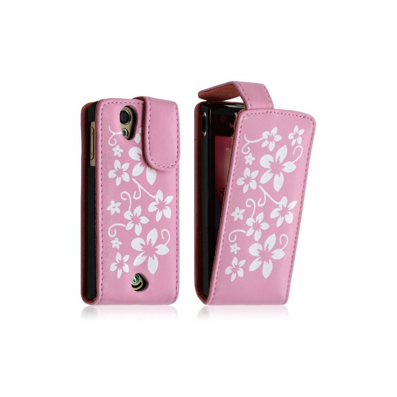 Housse étui coque pour Sony Ericsson Xperia Ray motif fleurs couleur rose pale + film écran