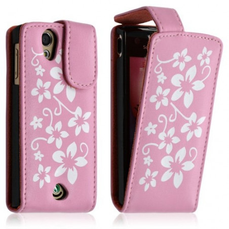 Housse étui coque pour Sony Ericsson Xperia Ray motif fleurs couleur rose pale + film écran