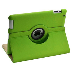 Housse coque étui pour Apple iPad 2 / 3 avec sytème de rotation à 360 degrès couleur vert + Film de protection écr