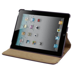 Housse coque etui de luxe pour Apple iPad 2 / 3 avec sytème de rotation à 360 degrès couleur violet foncé + Film de protection