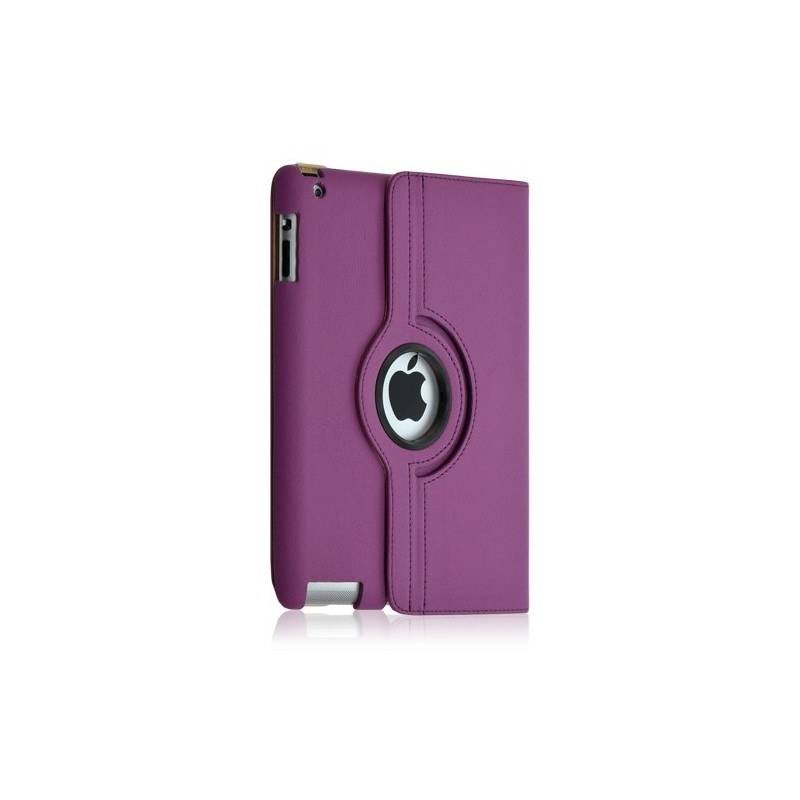 Housse coque etui de luxe pour le nouvel Ipad avec sytème de rotation à 360 degrès couleur violet + Film de protection écran