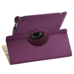 Housse coque etui de luxe pour Apple iPad 2 / 3 avec sytème de rotation à 360 degrès couleur violet + Film de protection écran