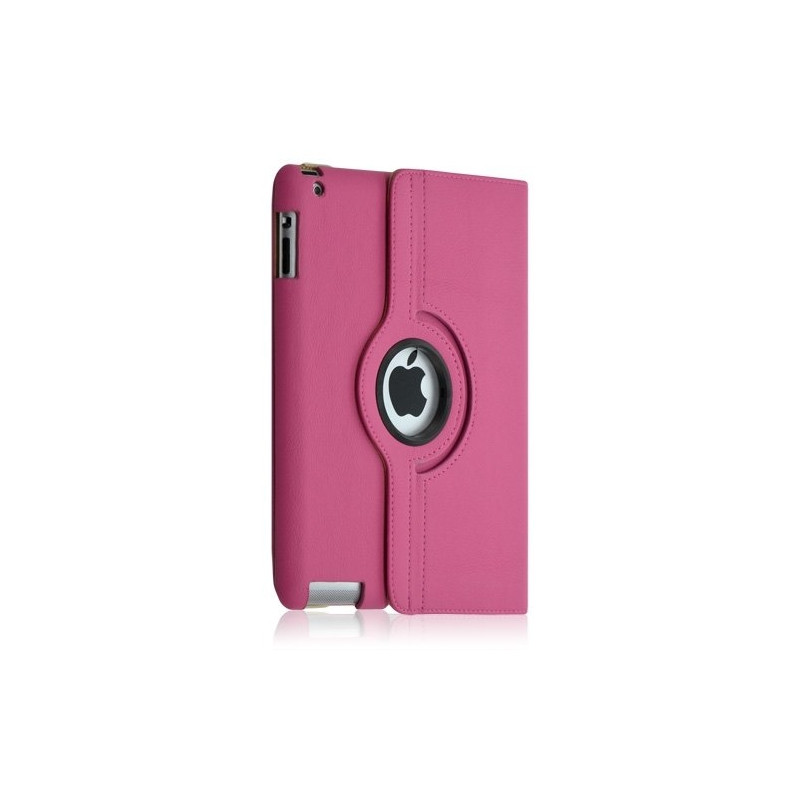 Housse coque etui de luxe pour le nouvel Ipad avec sytème de rotation à 360 degrès couleur rose + Film de protection écran