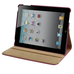 Housse coque etui de luxe pour Apple iPad 2 / 3 avec sytème de rotation à 360 degrès couleur rose + Film de protection écran