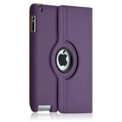 Housse coque etui de luxe pour Ipad 2 avec sytème de rotation à 360 degrès couleur violet foncé + Film de protection écran