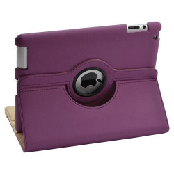 Housse coque etui de luxe pour Ipad 2 avec sytème de rotation à 360 degrès couleur violet + Film de protection écran