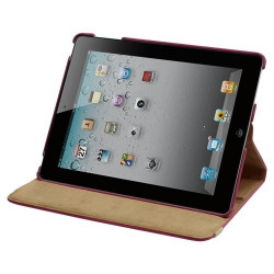 Housse coque etui de luxe pour Ipad 2 Ipad avec sytème de rotation à 360 degrès couleur rose + Film de protection écran