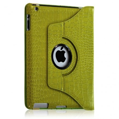 Etui pour Apple Ipad 2 avec mode support style croco couleur vert